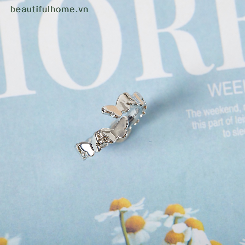 Nhẫn Hình Bướm Màu Bạc Tùy Chỉnh Thiết Kế Sáng Tạo Thời Trang Cho Nam Và Nữ