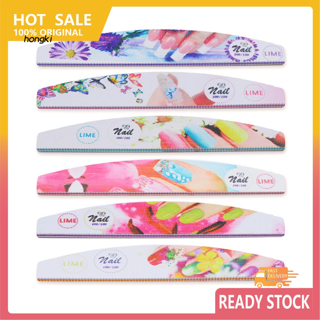 Set 6 Dũa Móng Tay Hai Mặt Hình Bán Nguyệt Chuyên Nghiệp Dành Cho Nữ