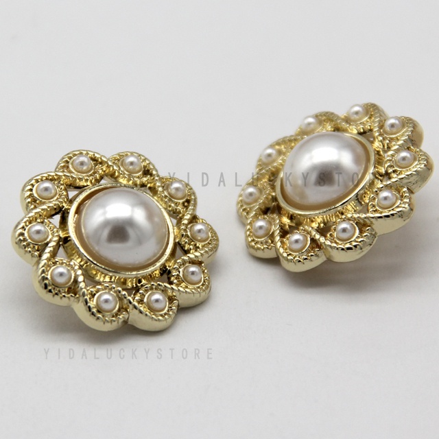 Bộ 5 Nút Áo Khoác Blazer Bằng Kim Loại Mạ Vàng Hình Hoa Phong Cách Retro 18 / 20 / 23mm