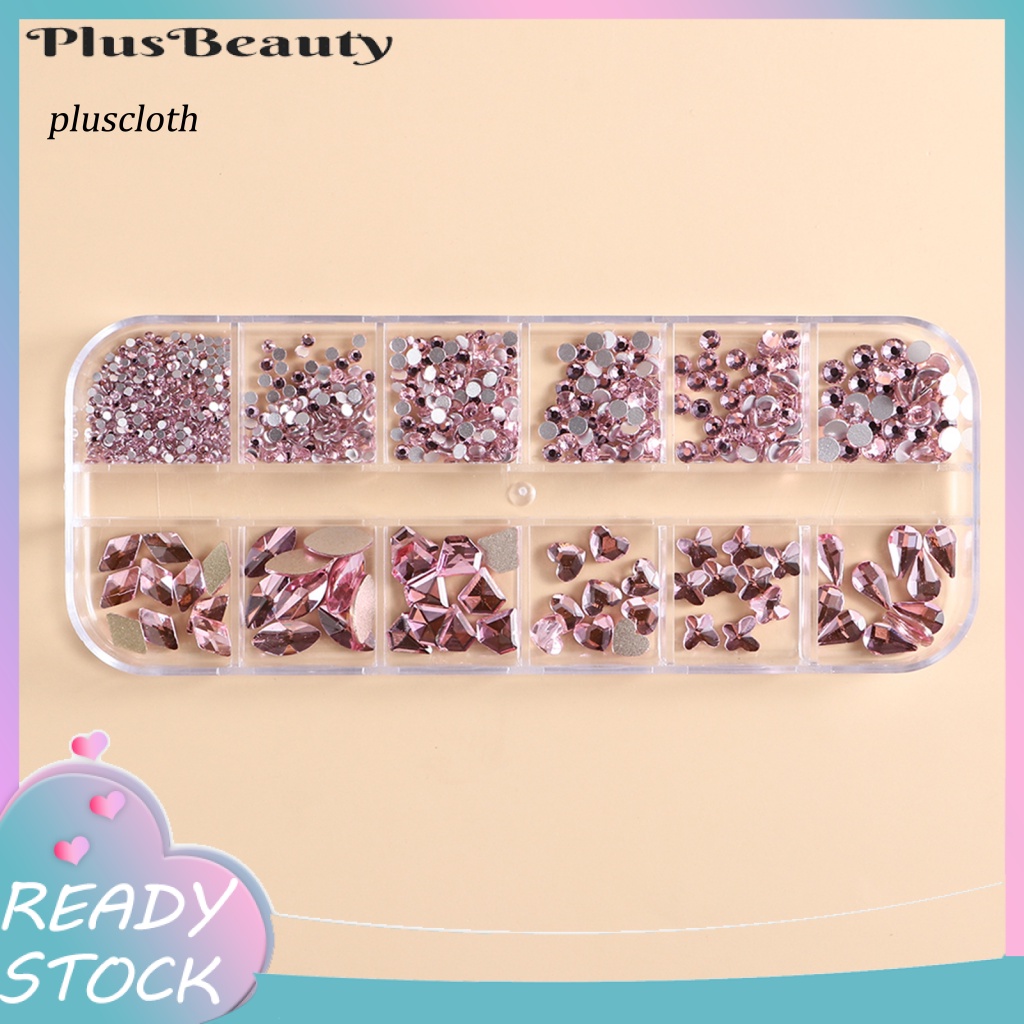 1 Hộp Hạt Nhựa 12 Ô Tạo Hiệu Ứng 3D Trang Trí Móng Tay