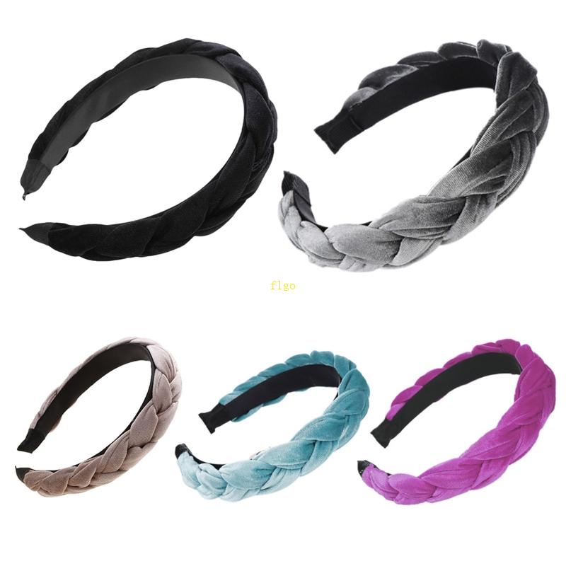 Flgo Băng Đô Vải Nhung Bện Thủ Công Bản Rộng Phong Cách Dân Tộc Hàn Quốc Cho Nữ