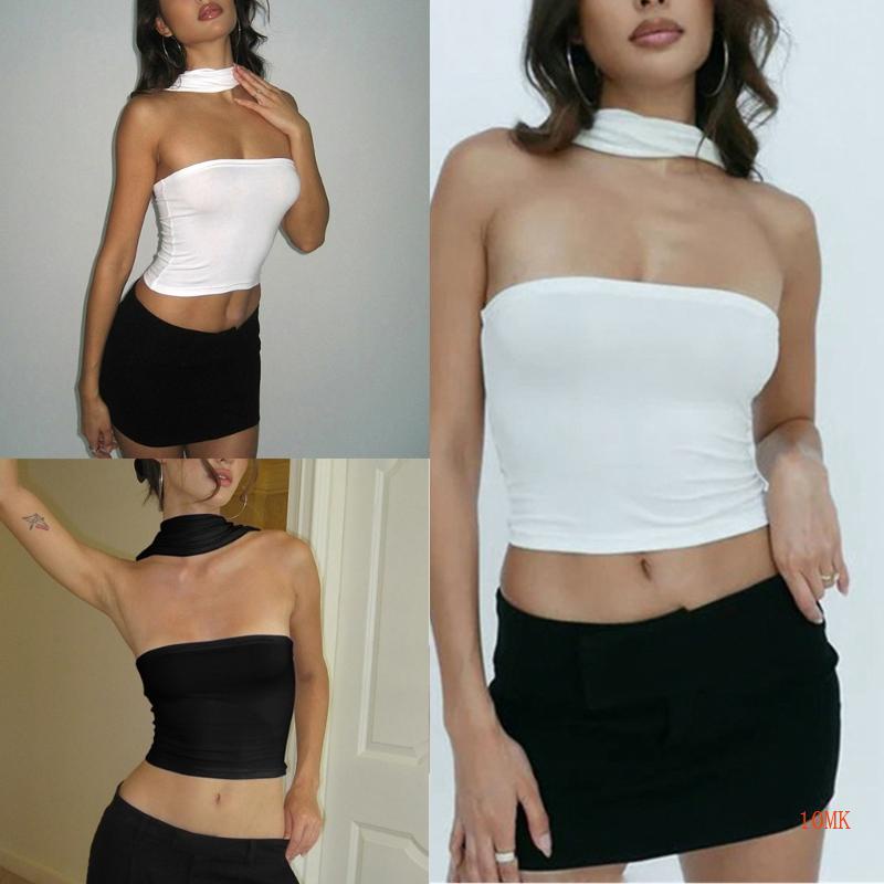 Xiangbao Áo Ống Ngắn Hai Dây Hở Lưng Mặc Hai Cách Mặc Cho Nữ