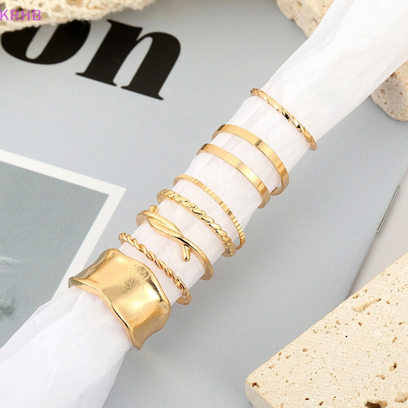 Set 8 Nhẫn Kim Loại Đeo Khớp Ngón Tay Phong Cách Vintage Cho Nữ Mới