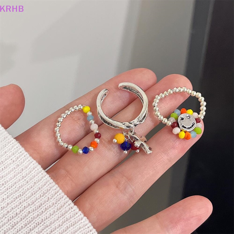 Nhẫn Đeo Ngón Trỏ Hạt Cườm Nhiều Màu Sắc Co Giãn Tốt Thời Trang Cho Nữ Mới