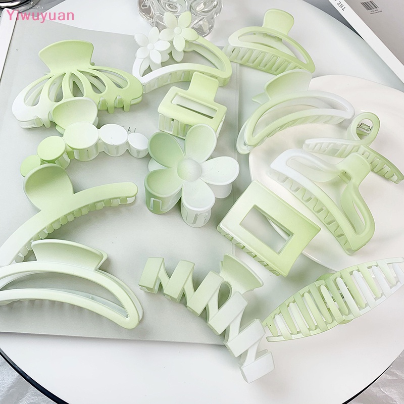 Kẹp Tóc Móng Vuốt Cá Mập Lớn Màu Xanh Lá Mùa Hè Thanh Lịch Thời Trang Cho Nữ < Yiwuyuan > Mới