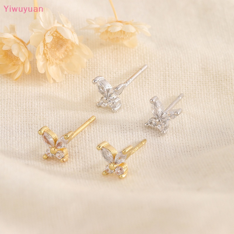 < Yiwuyuan > Khuyên Tai Hình Bướm Đính Đá Zircon Màu Bạc Cho Nữ Mới