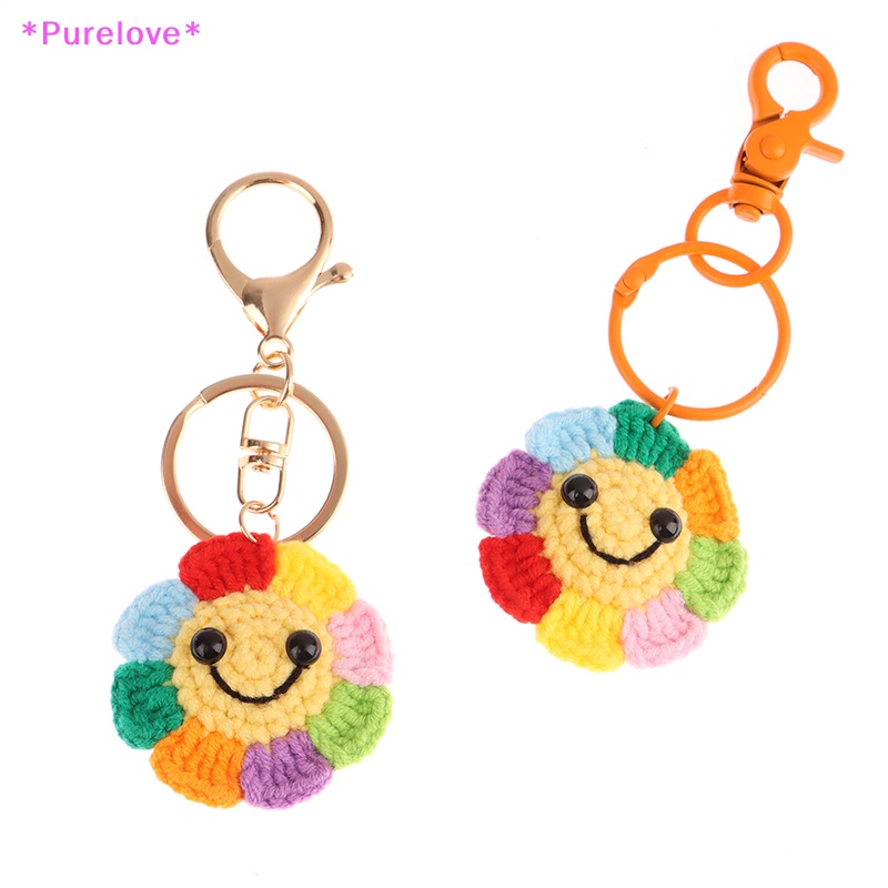 Móc Khóa Điện Thoại Đan Len Thủ Công Hình Hoa Hướng Dương Mặt Cười Nhỏ Sáng Tạo Thích Hợp Làm Quà Tặng Cho Bạn Gái Mới