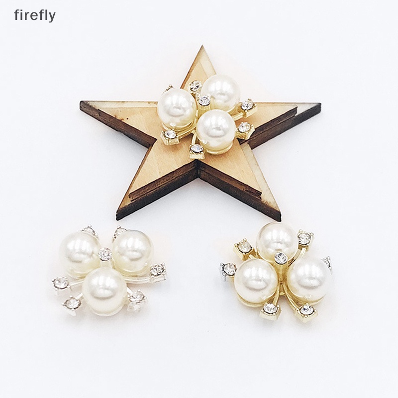 Bộ 10 Nút Ngọc Trai Hình Bông Hoa Dùng Trang Trí Tiệc Cưới DIY