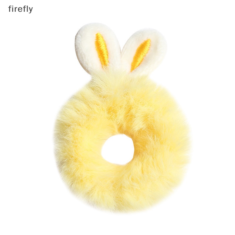 Dây Cột Tóc Co Giãn Bọc Vải Lông Hình Tai Thỏ Nhiều Màu Sắc Ngọt Ngào Dễ Thương