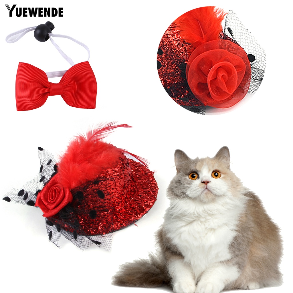 Yq.e 1 Set Mũ Lông Vũ Thắt Nơ Bằng Vải Nỉ Thân Thiện Với Da Không Gây Kích Ứng Dễ Sử Dụng Dành Cho Thú Cưng