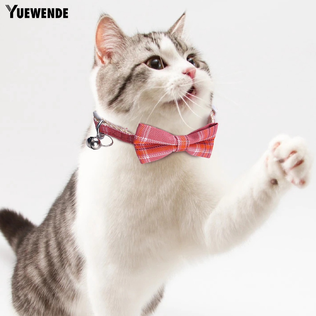 Vòng Cổ Họa Tiết Caro Đính Nơ Có Thể Điều Chỉnh Cho Thú Cưng