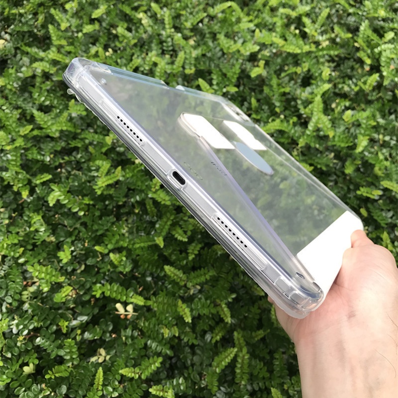 Ốp Máy Tính Bảng Bằng Acrylic Trong Suốt Có Giá Đỡ Xoay + Ngăn Đựng Bút Cho iPad 10th 10.9 inch Pro 11 12.9 10.5 10.2 9.7 inch Air 4 5