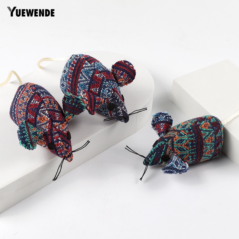 Đồ Chơi Chuột Bông YQ.E Bằng Cotton Lanh Bền Chống Cắn Cho Mèo Cưng