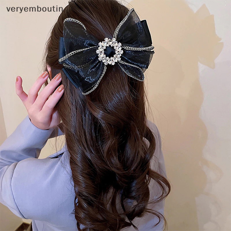 Kẹp Tóc Hình Nơ Đính Đá Organza Thời Trang Cá Tính