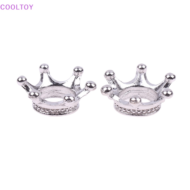 Set 2 Vương Miện Mini Bằng Nhôm Mạ Vàng / Bạc 1: 12 Trang Trí Nhà Búp Bê