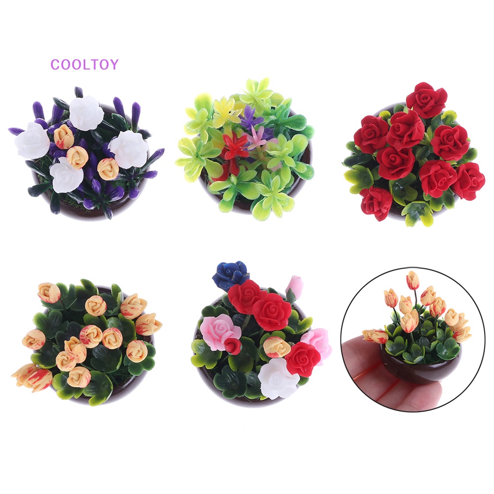 Chậu Hoa Trang Trí Nhà Búp Bê Nhiều Màu Tỉ Lệ 1 / 12