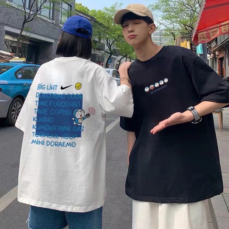 Áo Thun Cotton Tay Ngắn In Hình Doraemon N1KE Plus Size Unisex