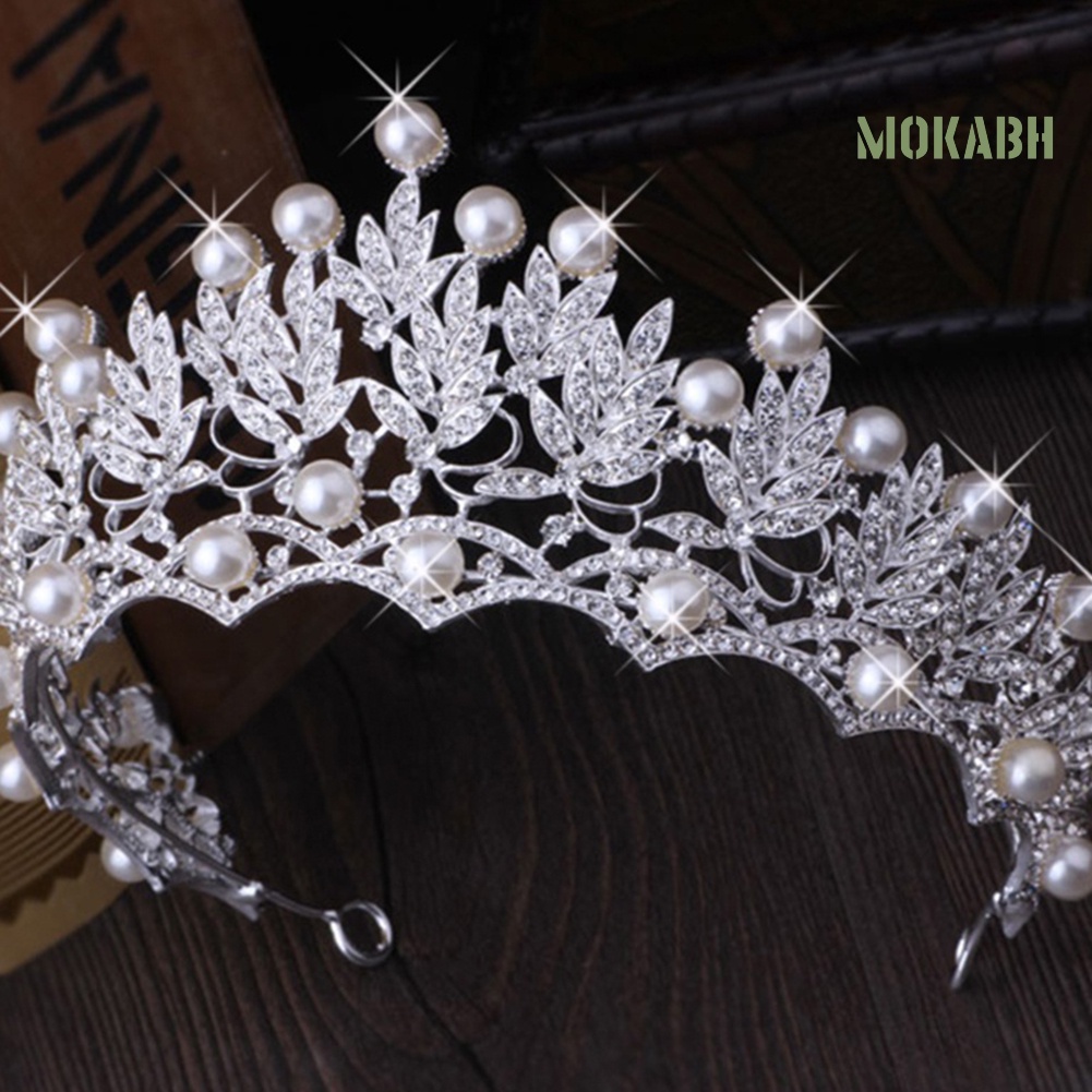 Vương Miện Đính Ngọc Trai Giả Lấp Lánh Cho Cô Dâu