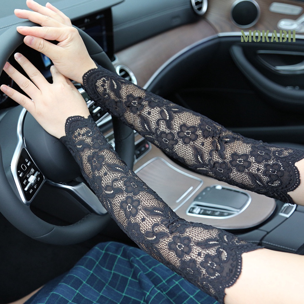 1 Cặp Găng Tay Ren Rỗng Mỏng Thoáng Khí Chống Tia UV Co Giãn Dành Cho Nữ