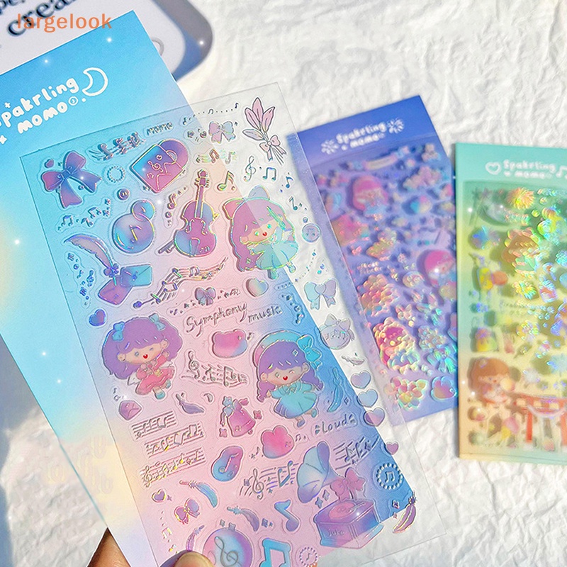 Bộ 2 Miếng Dán PET Màu Laser Lấp Lánh Trang Trí Sổ Tay