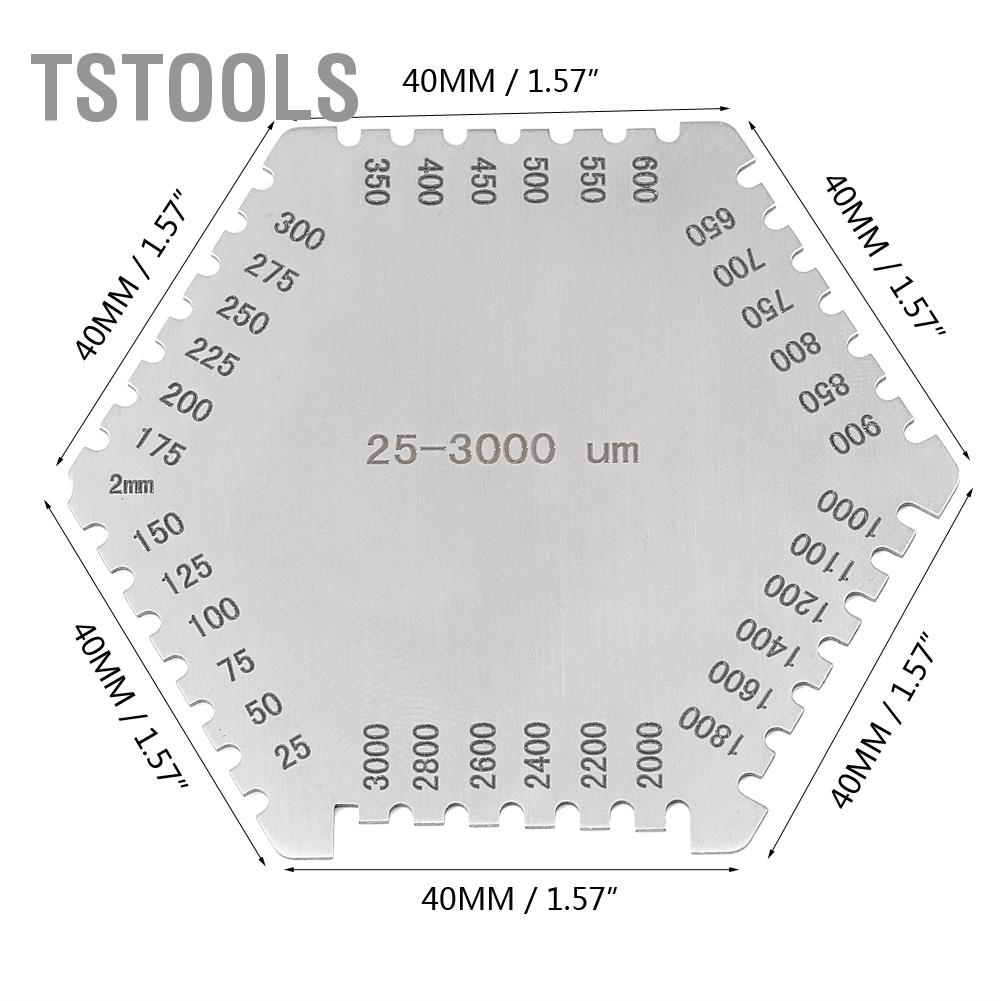 TSTOOLS Máy đo độ dày màng ướt bằng thép không gỉ có chính xác cao 25-3000um