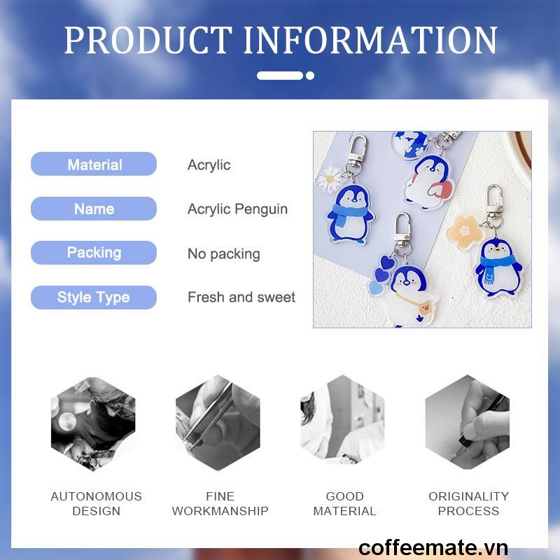 ⚡Móc Khóa Hình Chim Cánh Cụt Bằng Acrylic Trong Suốt Hai Mặt Dễ Thương