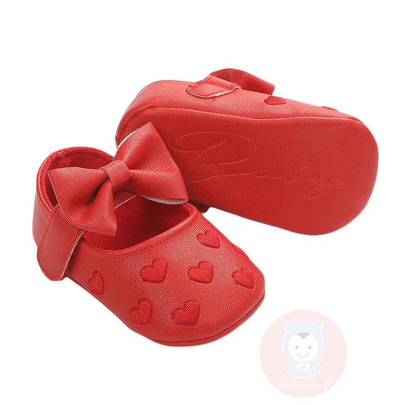 Giày Búp Bê Da PU Đế Mềm Đính Nơ Xinh Xắn Cho Bé Gái LAA6-Baby