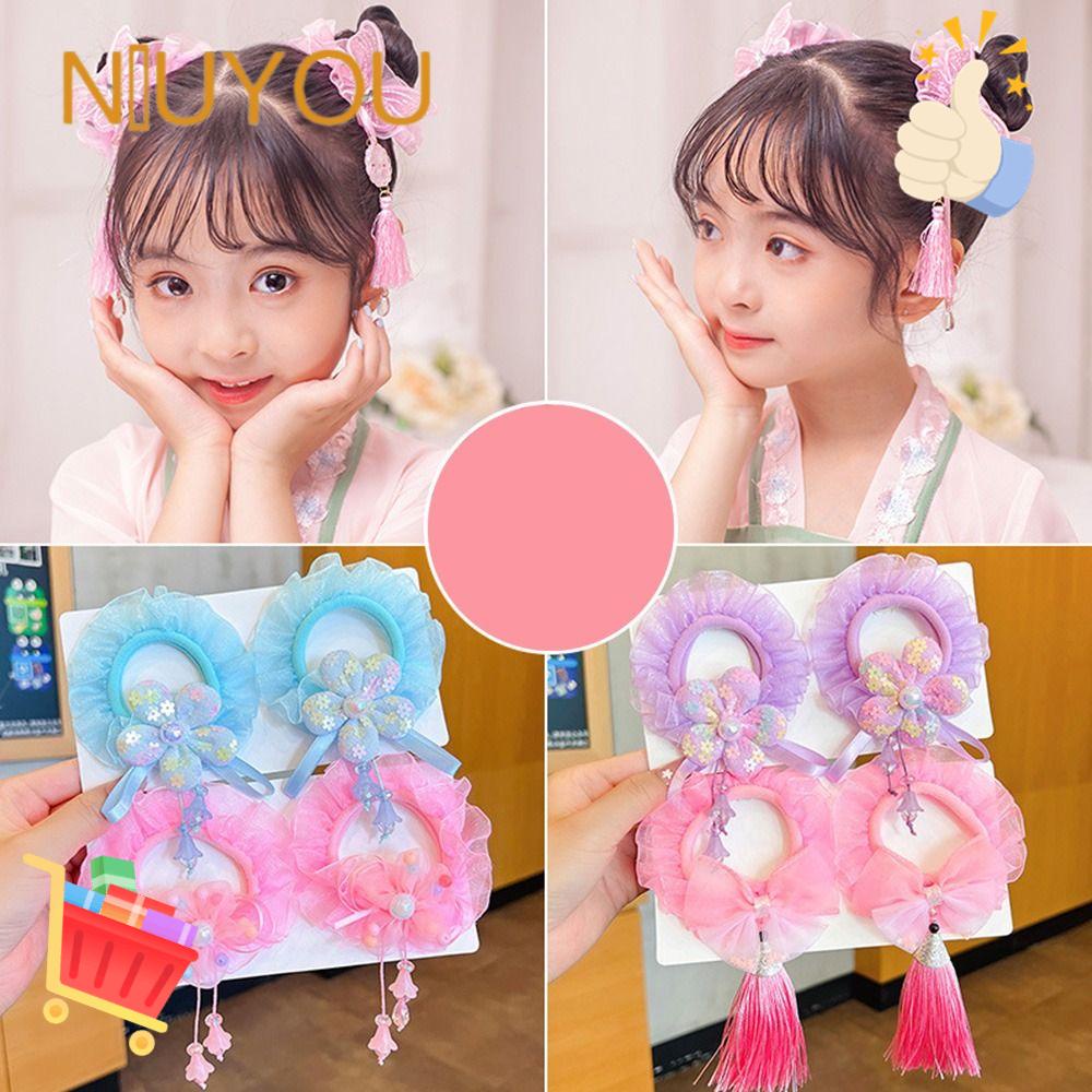 Dây Buộc Tóc Co Giãn Phối Tua Rua Lông Nhung Dễ Thương