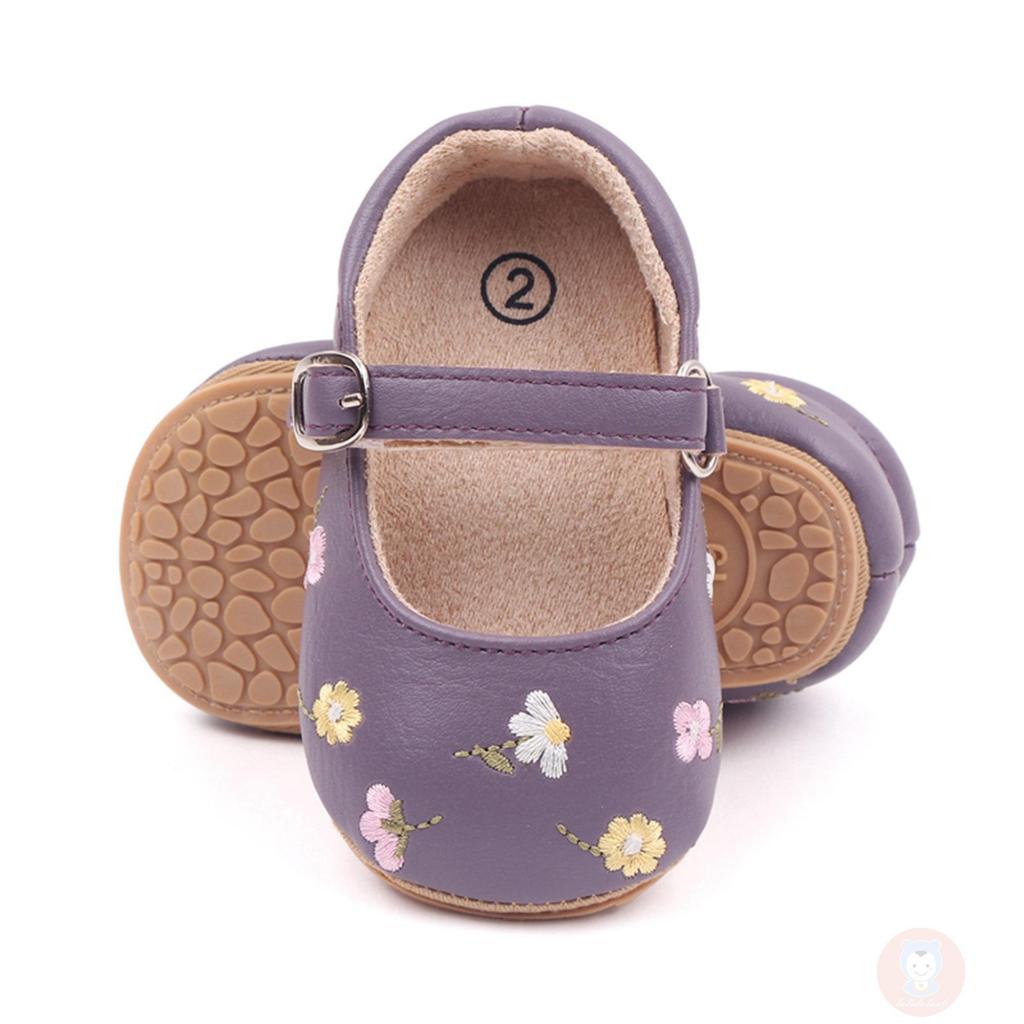 Giày Búp Bê Da PU Thêu Hoa Cho Bé Gái LAA6-G