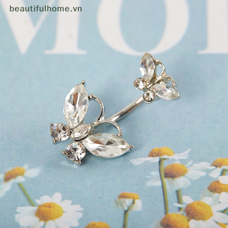 Khuyên Rốn Hình Bướm Đính Đá Pha Lê Dễ Thương Quyến Rũ Thời Trang Cho Nữ