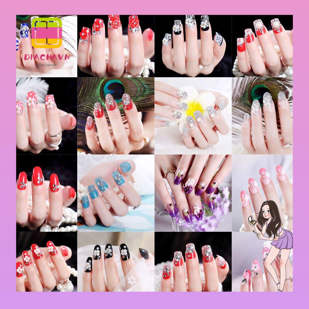 Set 24 Miếng Dán Trang Trí Móng Tay Cho Cô DâuMảnh Hoàn Thiện Kết Thúc