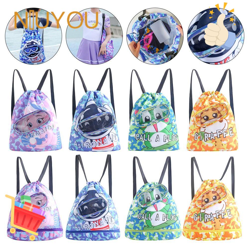 Ba Lô Dây Rút In Họa Tiết Hoạt Hình Dễ Thương Có Thể Điều Chỉnh Cho Bé Đi Bơi