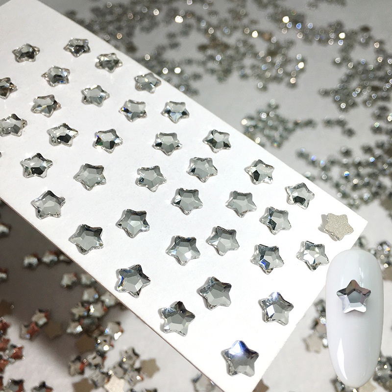 Miếng Dán Pha Lê Nhân Tạo Hình Ngôi Sao / Trái Tim Nhiều Màu Dùng Trang Trí Móng Tay DIY