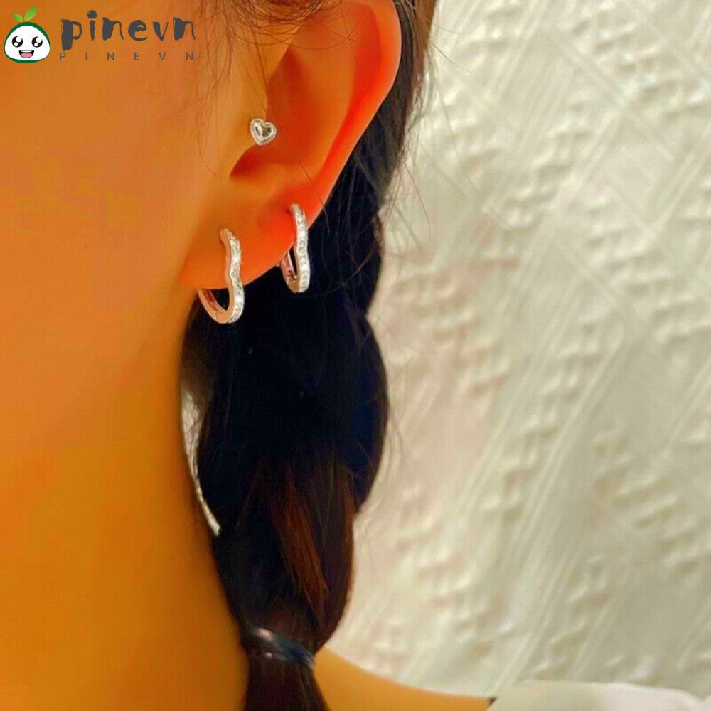 3 Đôi Bông Tai Hình Trái Tim Mới