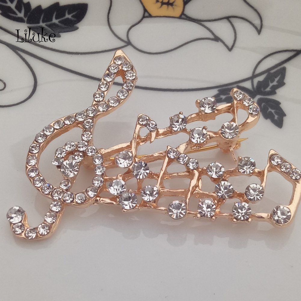 Ghim Cài Áo Hình Nốt Nhạc Đính Đá Nhân Tạo Thời Trang Cho Nữ