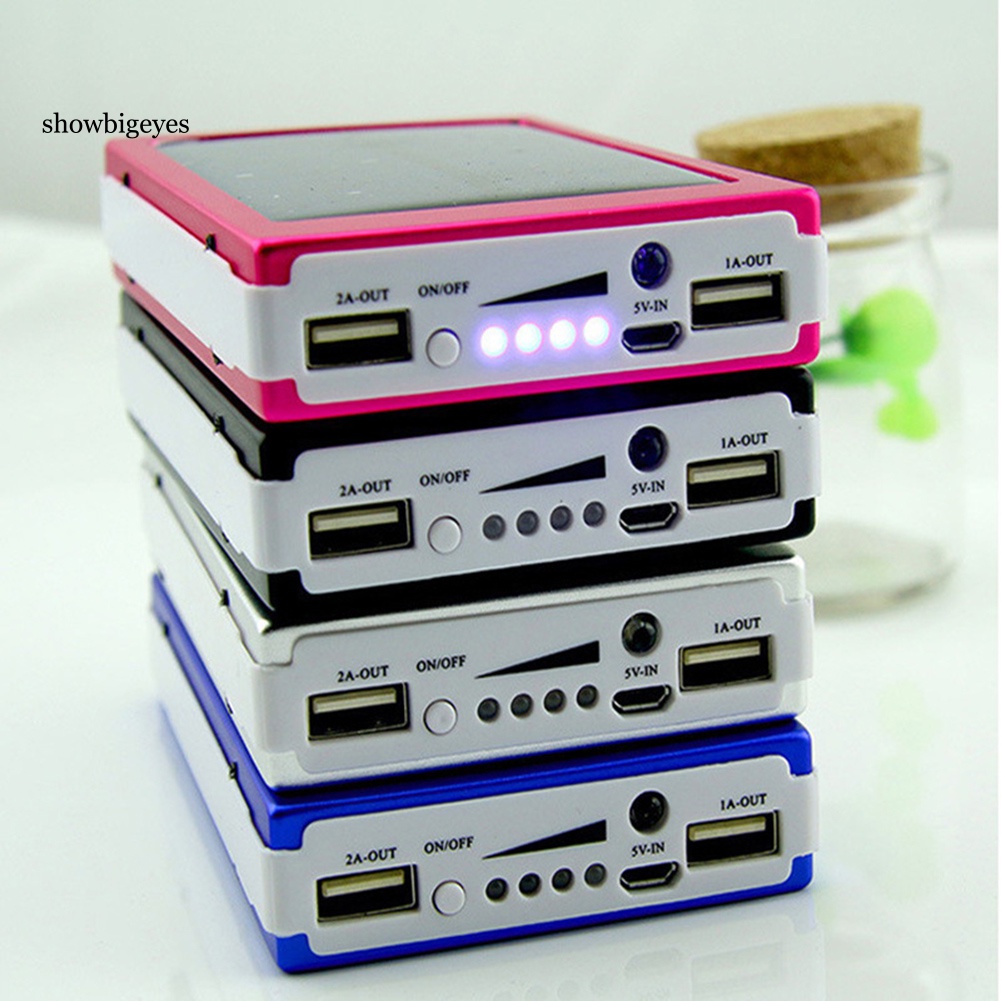 Vỏ Hộp Sạc Dự Phòng Hai Cổng USB Có Đèn LED Sử Dụng Năng Lượng Mặt Trời DIY