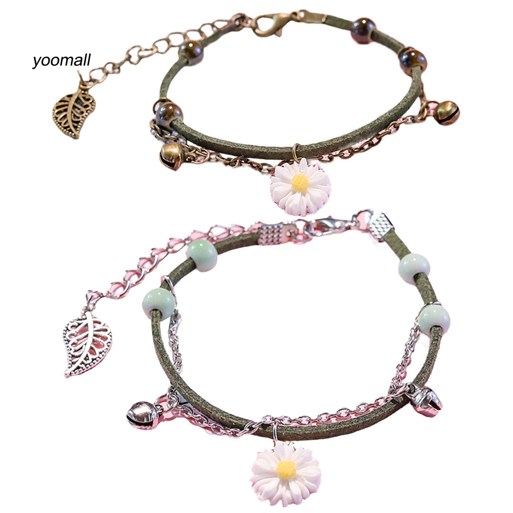 Vòng Đeo Tay Hai Lớp Họa Tiết Hoa Cúc Thời Trang Dành Cho Nữ