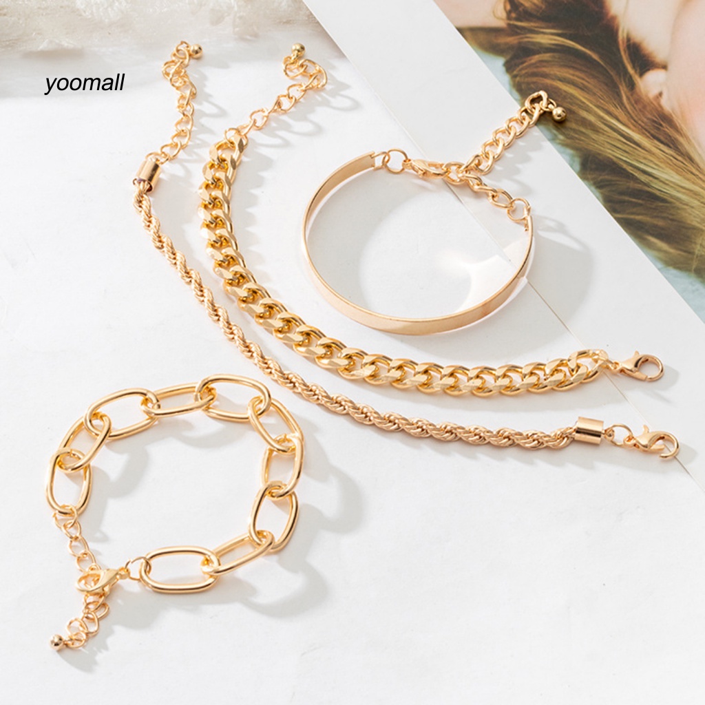 Set 4 Vòng Tay Mạ Điện Nhiều Kiểu Dáng Phong Cách Vintage Cho Nữ