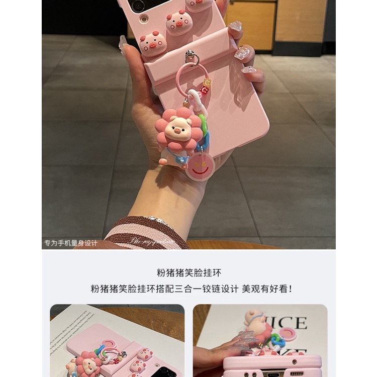 Bao Da Điện Thoại Họa Tiết Heo Hoạt Hình Dễ Thương Cho samsung galaxy z flip 4 3 zflip4 zflip3 5g Ốp