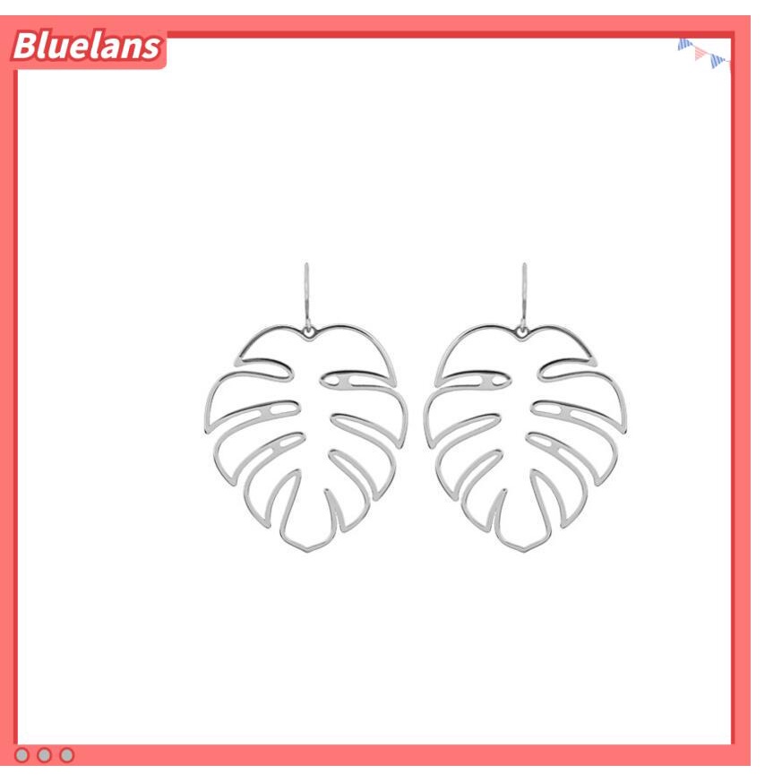 [BLS] Bông Tai Hình Học Rỗng Họa Tiết Lá Bóng Phong Cách Âu Mỹ Cá Tính Hợp Thời Trang