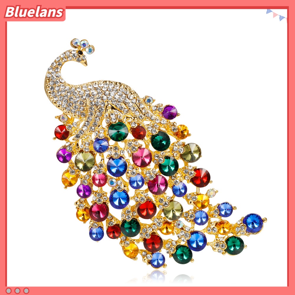 [BLS] Trâm Cài Áo Hình Chim Công Đính Đá Pha Lê Nhiều Màu Sắc