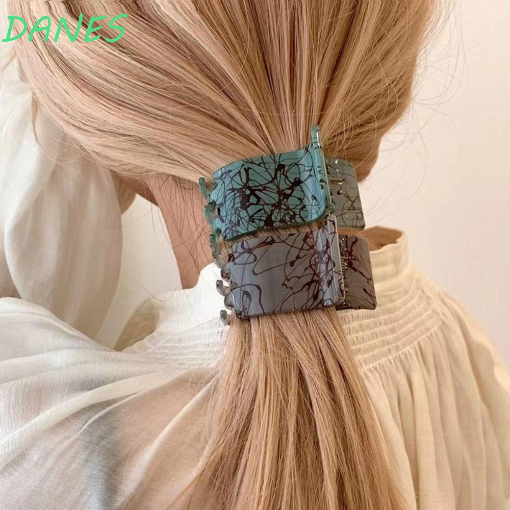 Kẹp Tóc Càng Cua Cố Định Họa Tiết Cẩm Thạch Axit Acetic Đơn Giản Retro Cho Đuôi Ngựa Cao Cấp