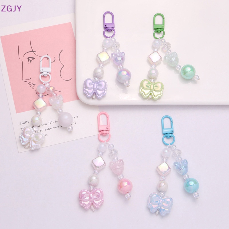 Móc Khóa Hình Nơ Bằng Acrylic Mạ Màu Dễ Thương Mới