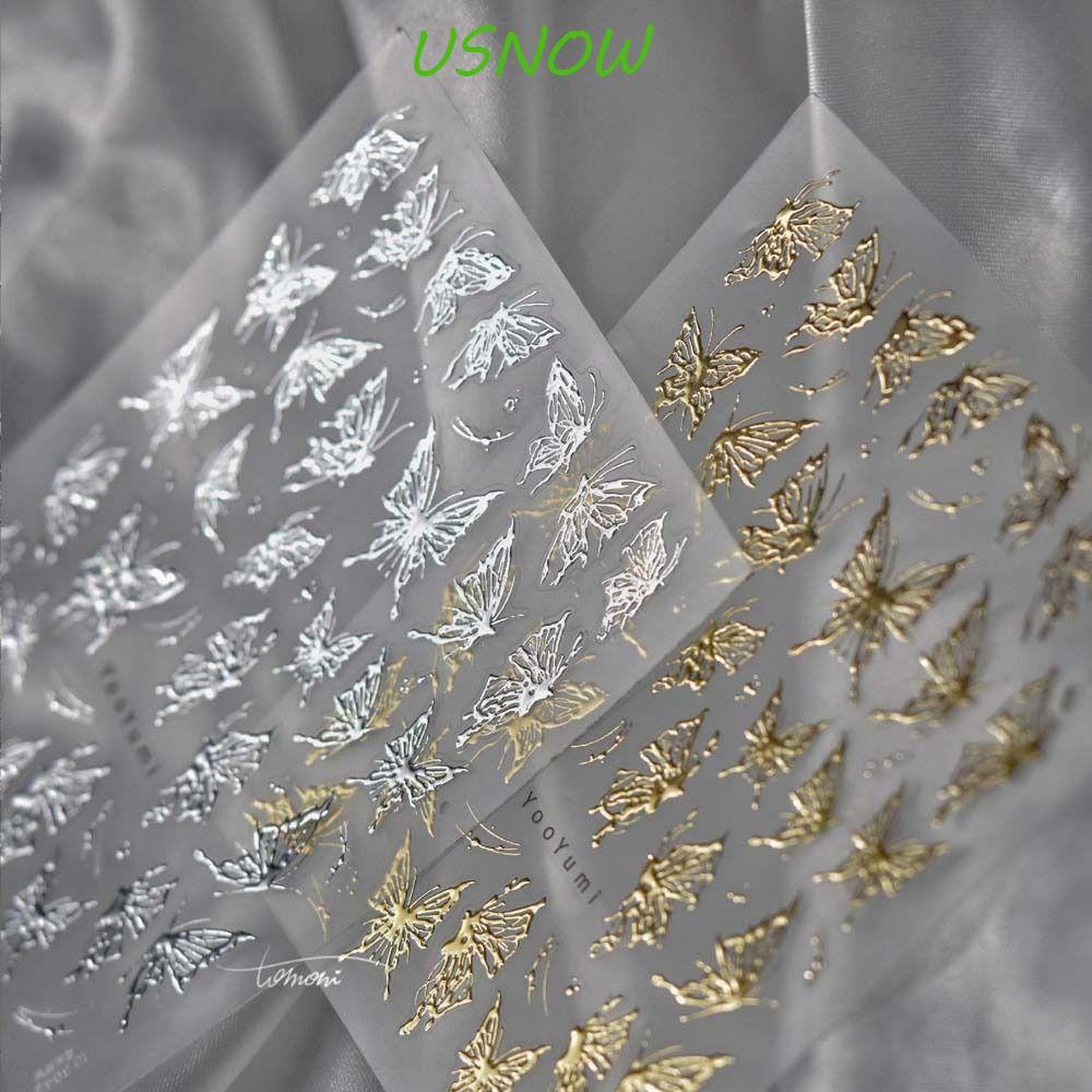 USNOW Hình Dán Trang Trí Móng Tay Hình Bướm Màu Laser Đẹp Mắt