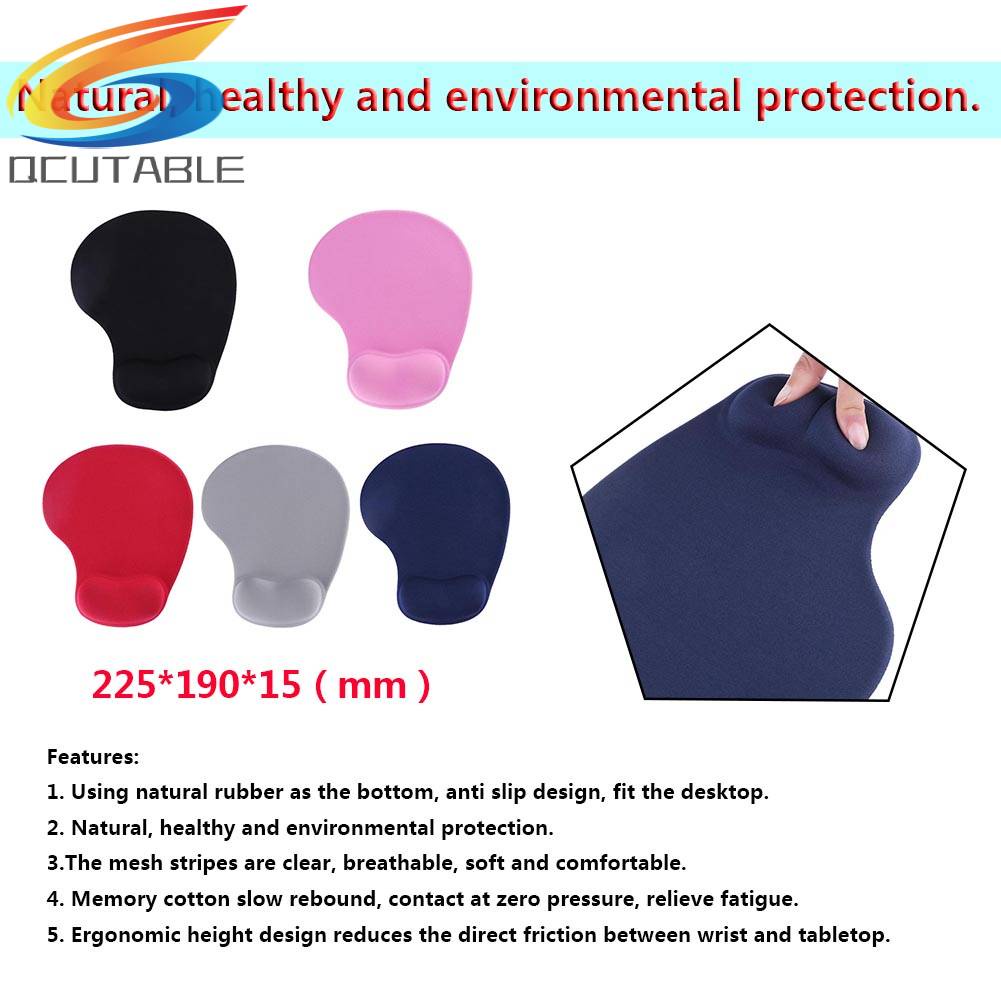 Miếng Lót Chuột PU Chống Trượt Có Đệm Silicone Hỗ Trợ Cổ Tay