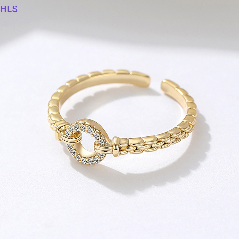 Nhẫn Tròn Hở Bằng Hợp Kim Zircon Lấp Lánh Thời Trang Cho Nữ