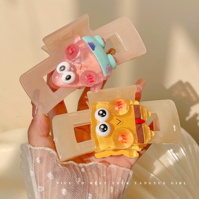 Kẹp Tóc Hình SpongeBob Vuông / Ngôi Sao / Cá Mập Dễ Thương Phong Cách Nhật Hàn Cho Nữ