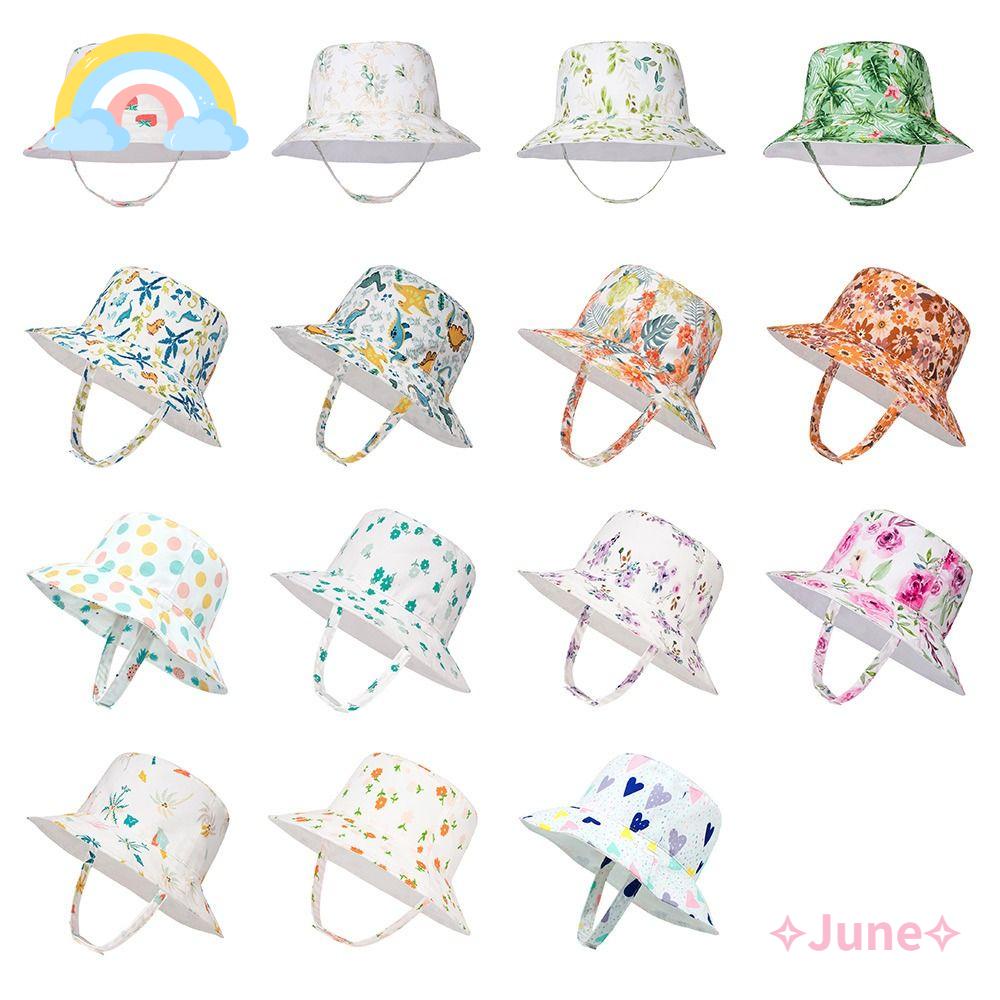 JUNE Mũ Rộng Vành Chống Nắng PF 50 + Thời Trang Mùa Hè Dành Cho Bé Trai Và Bé Gái Bảo Vệ