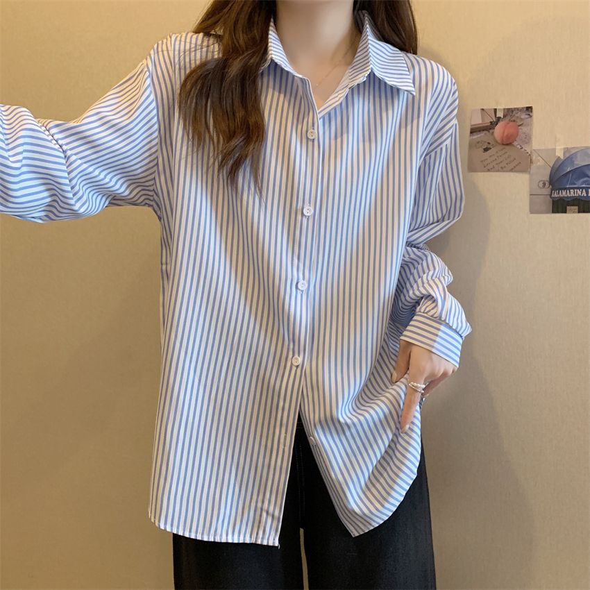 Áo Sơ Mi Dài Tay Họa Tiết Sọc Thời Trang Dành Cho Nữ