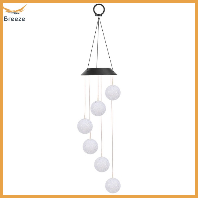 Chuông Gió Có Đèn Led Thay Đổi Màu Sắc Sử Dụng Năng Lượng Mặt Trời Kèm Móc Treo Hình Chữ S Trang Trí Sân Vườn